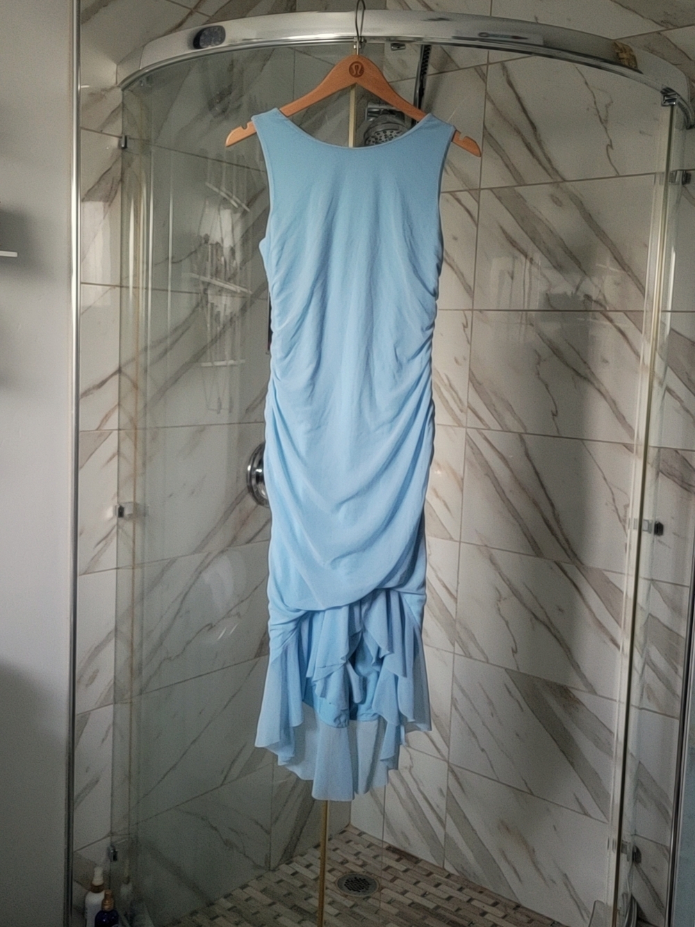 T.J.Maxx Light Blue Sleeveless Ruched High-Low Dress